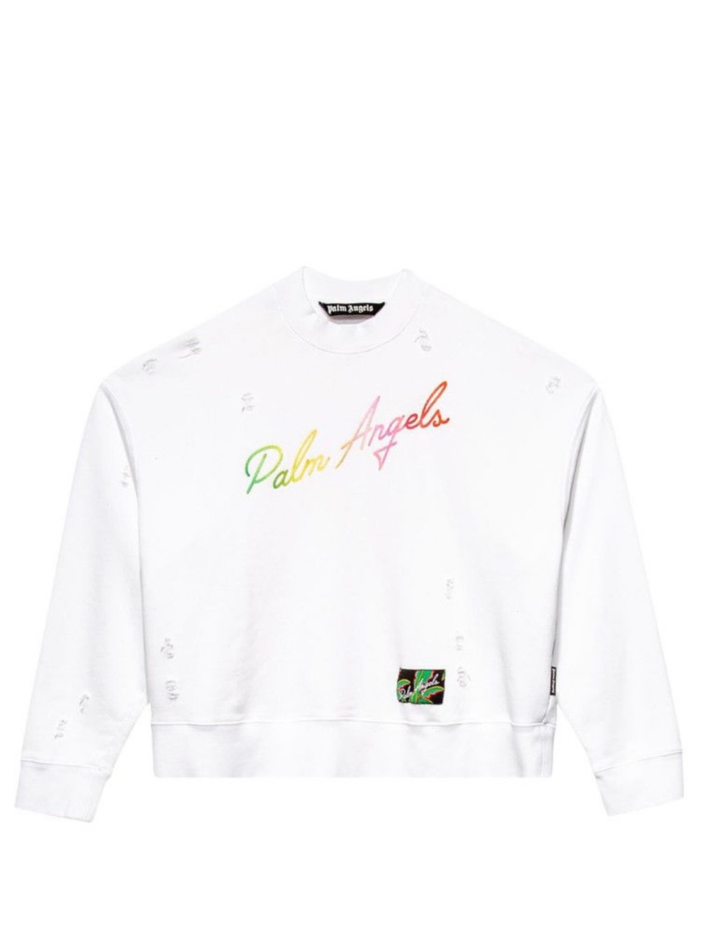 NWT - Palm Angels White Crewneck with Multicolor Script Logo